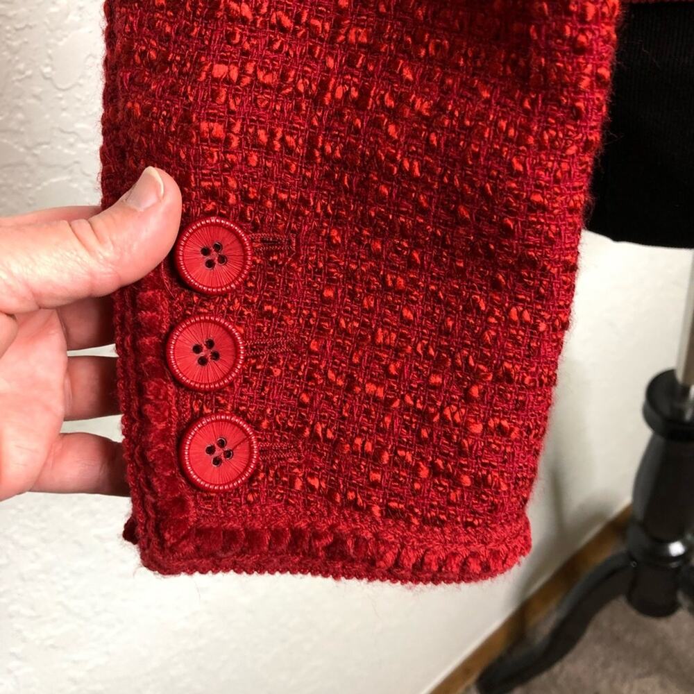 Pendleton red bouchle knit wool blend blazer size… - image 7